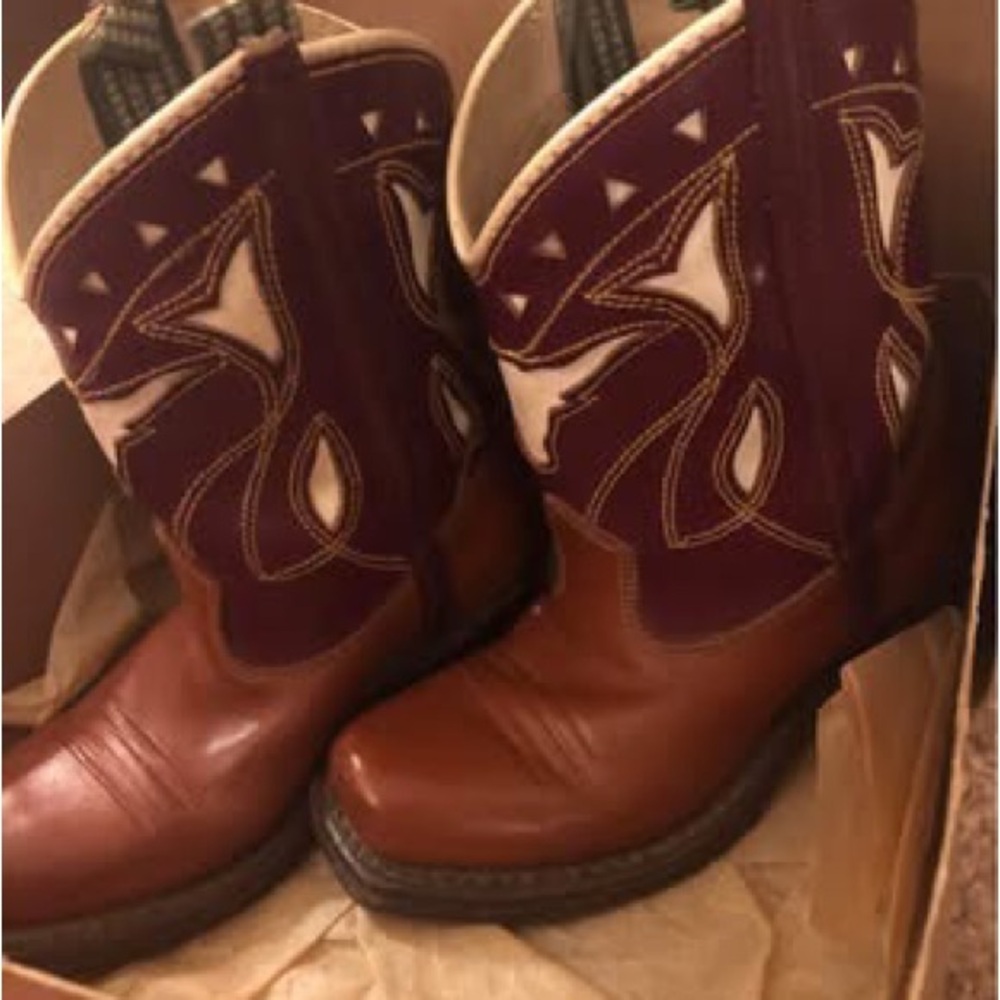 EXTREMELY RARE VINTAGE 1950sCowpuncher Cowboy boots,original handkerchief&Box!